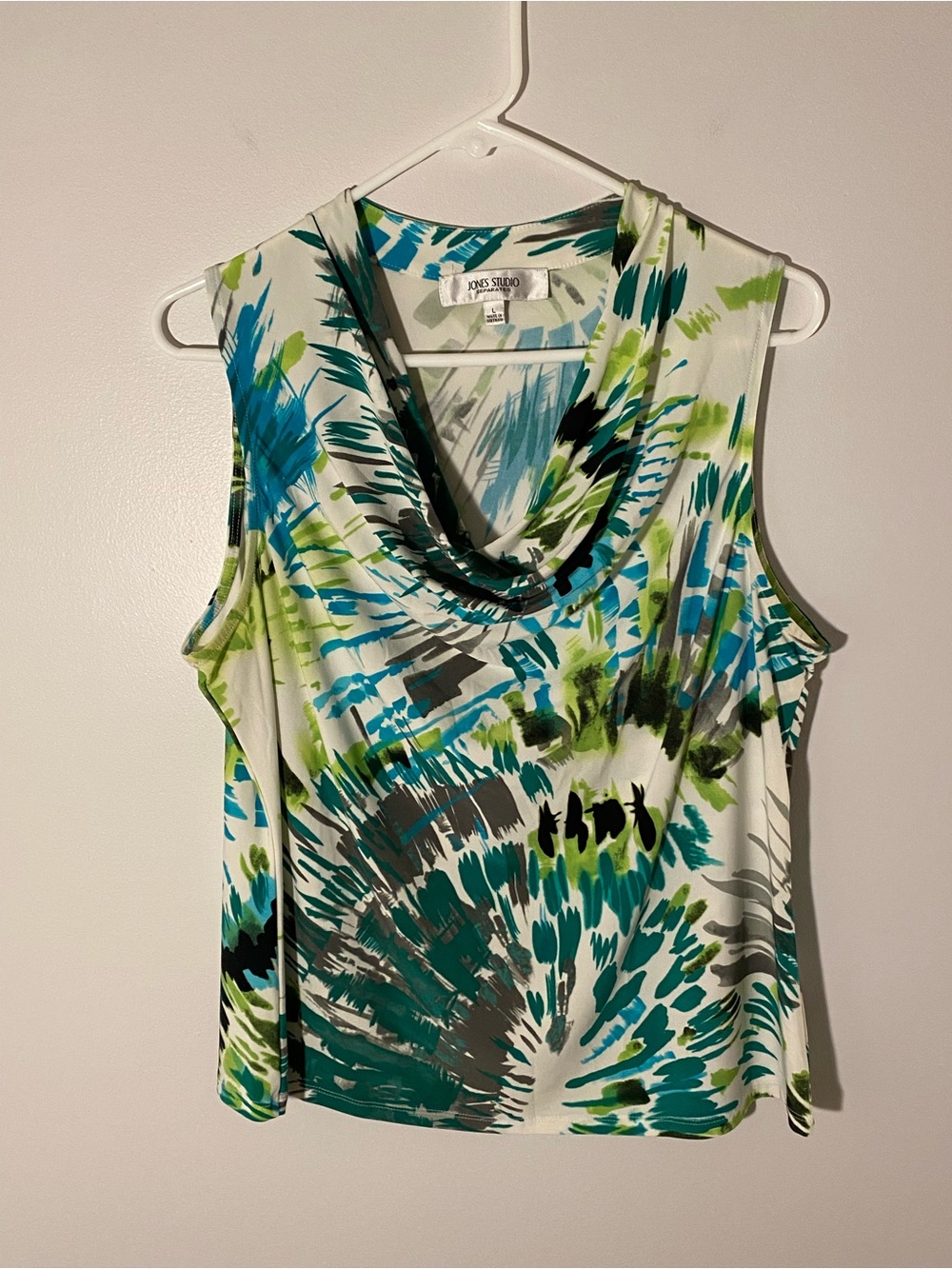 Jones Studio Separates Women’s Large Sleeveless Cowl Neck Blouse Abstract Print